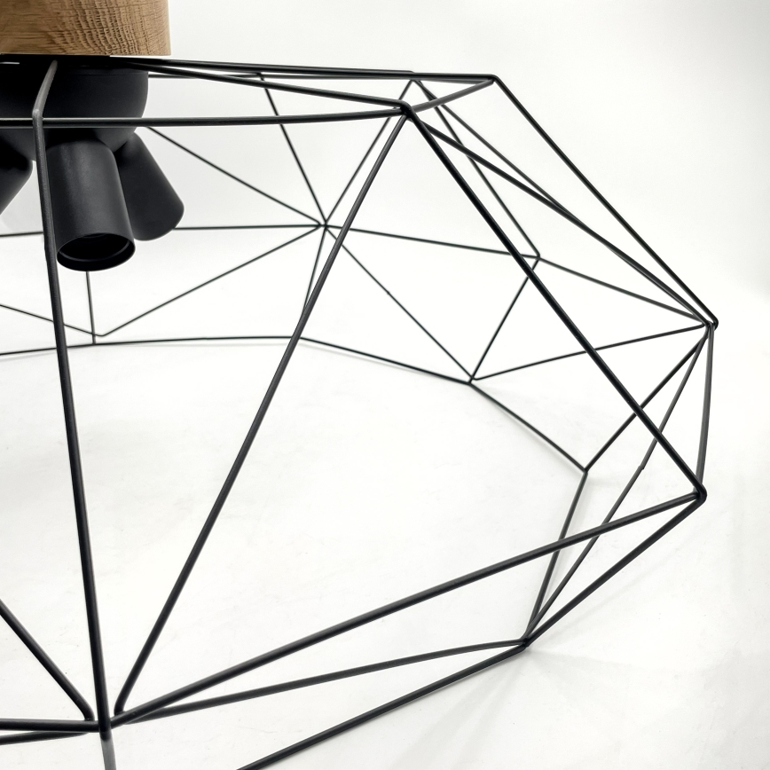 Brilagi - Plafoniera WOODY BASKET 3xE27/60W/230V Ø 80 cm rovere