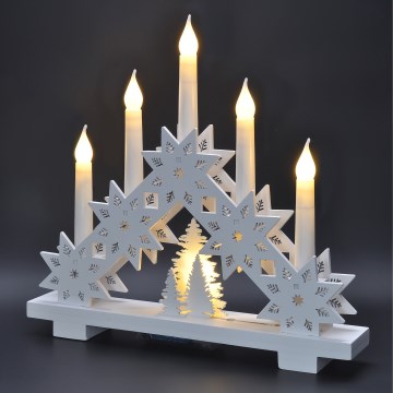 BRILAGI - Portacandele natalizio LED 5xLED/2xAA bianco