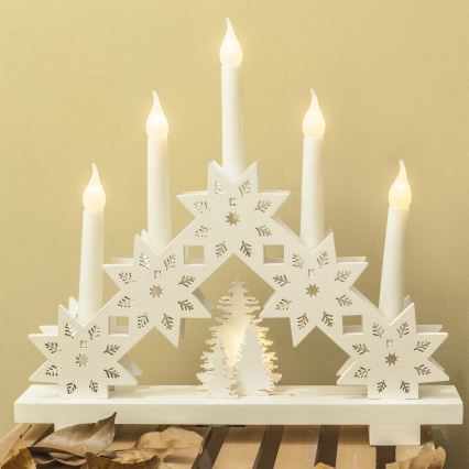 BRILAGI - Portacandele natalizio LED 5xLED/2xAA bianco