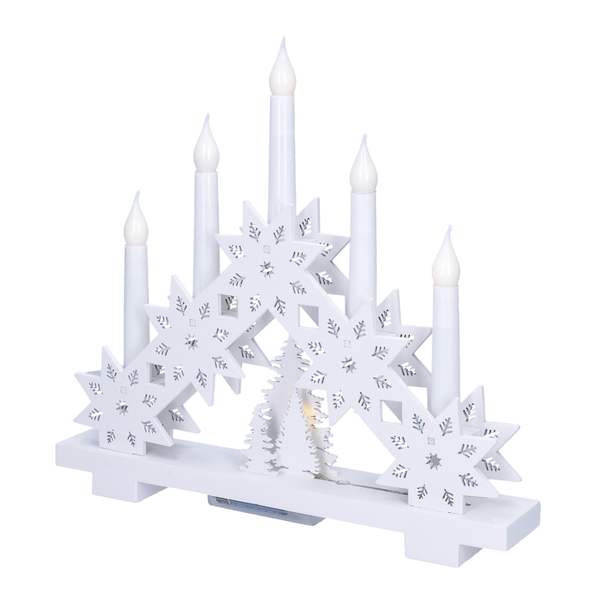 BRILAGI - Portacandele natalizio LED 5xLED/2xAA bianco