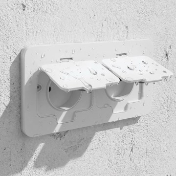 Brilagi - Presa da incasso a pavimento per esterni doppia IP55 bianca rettangolare