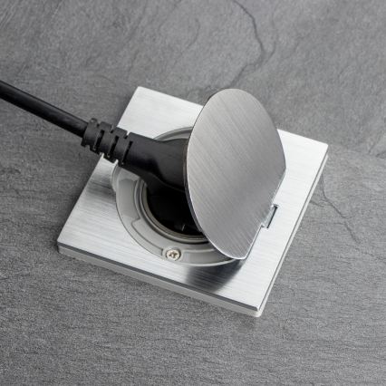Brilagi - Presa da incasso per cucina INBOX IP55 cromo opaco quadrata