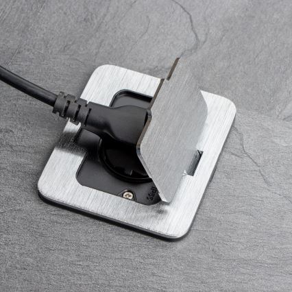 Brilagi - Presa da incasso per cucina INBOX IP55, cromo opaco, rettangolare