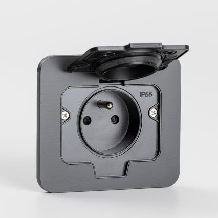 Brilagi - Presa da pavimento incassata per esterni IP55, nera, rettangolare