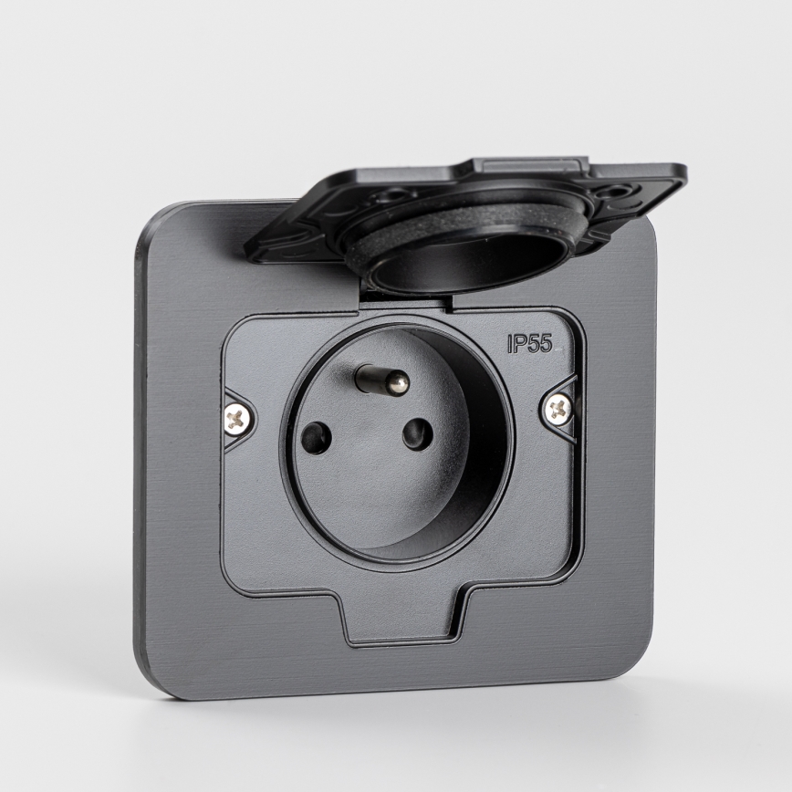 Brilagi - Presa da pavimento incassata per esterni IP55, nera, rettangolare