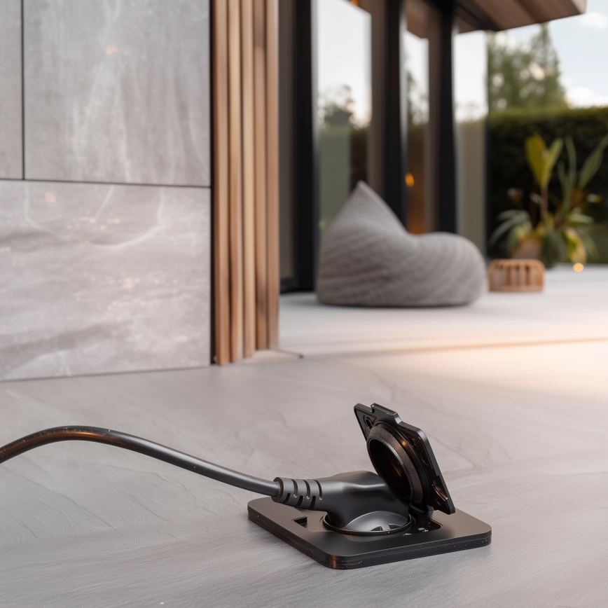 Brilagi - Presa da pavimento incassata per esterni IP55, nera, rettangolare