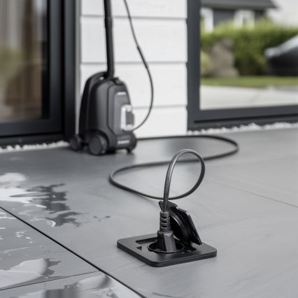 Brilagi - Presa da pavimento incassata per esterni IP55, nera, rettangolare