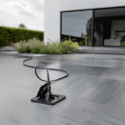 Brilagi - Presa da pavimento incassata per esterni IP55, nera, rettangolare