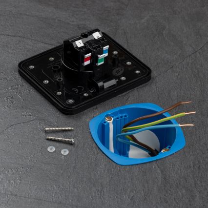 Brilagi - Presa da pavimento incassata per esterni IP55, nera, rettangolare