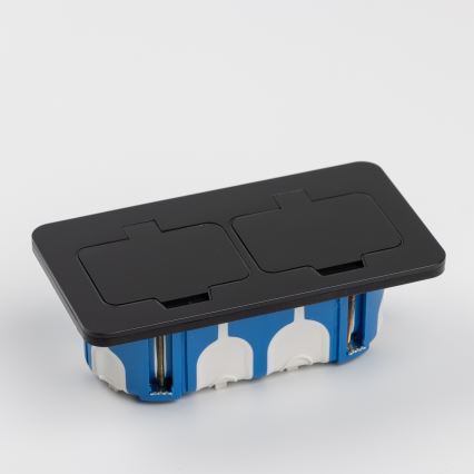 BRILAGI - Presa doppia da incasso a pavimento per esterni IP55 nera rettangolare