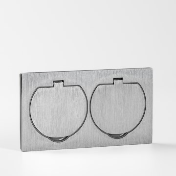 Brilagi - Presa doppia da incasso INBOX IP55, rettangolare, colore argento