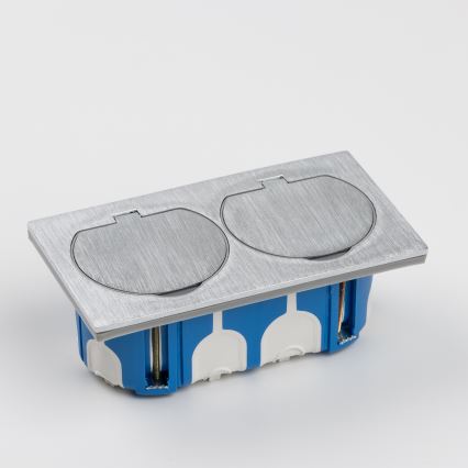 Brilagi - Presa doppia da incasso INBOX IP55, rettangolare, colore argento