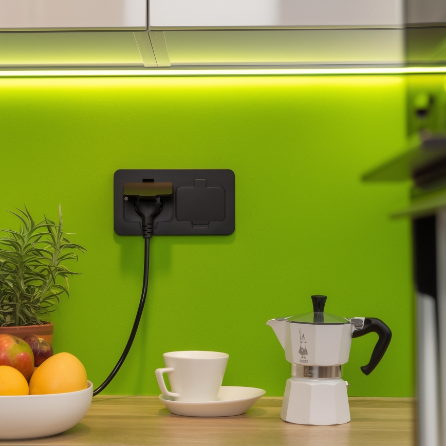 Brilagi - Presa doppia da incasso per pavimento da esterno IP55, nera, rettangolare