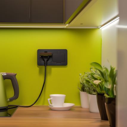 Brilagi - Presa doppia da incasso per pavimento da esterno IP55, nera, rettangolare