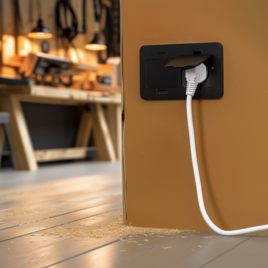 Brilagi - Presa doppia da incasso per pavimento da esterno IP55, nera, rettangolare