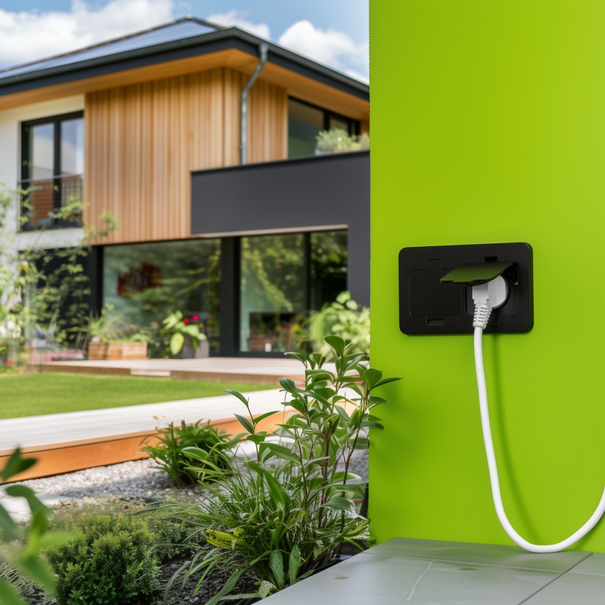 Brilagi - Presa doppia da incasso per pavimento da esterno IP55, nera, rettangolare