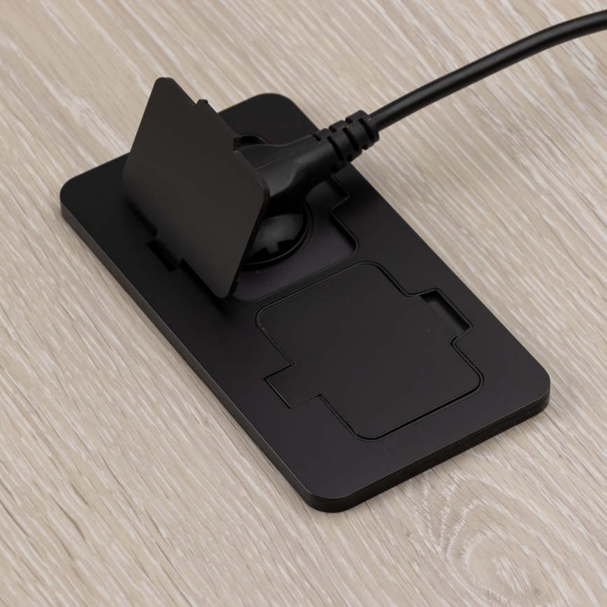 Brilagi - Presa doppia da incasso per pavimento da esterno IP55, nera, rettangolare