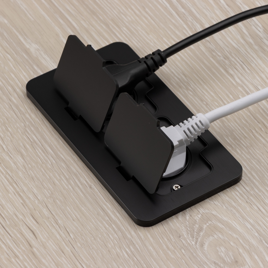 Brilagi - Presa doppia da incasso per pavimento da esterno IP55, nera, rettangolare