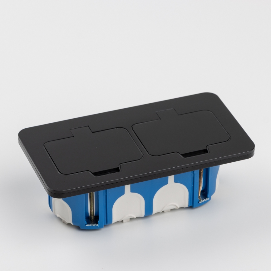 Brilagi - Presa doppia da incasso per pavimento da esterno IP55, nera, rettangolare