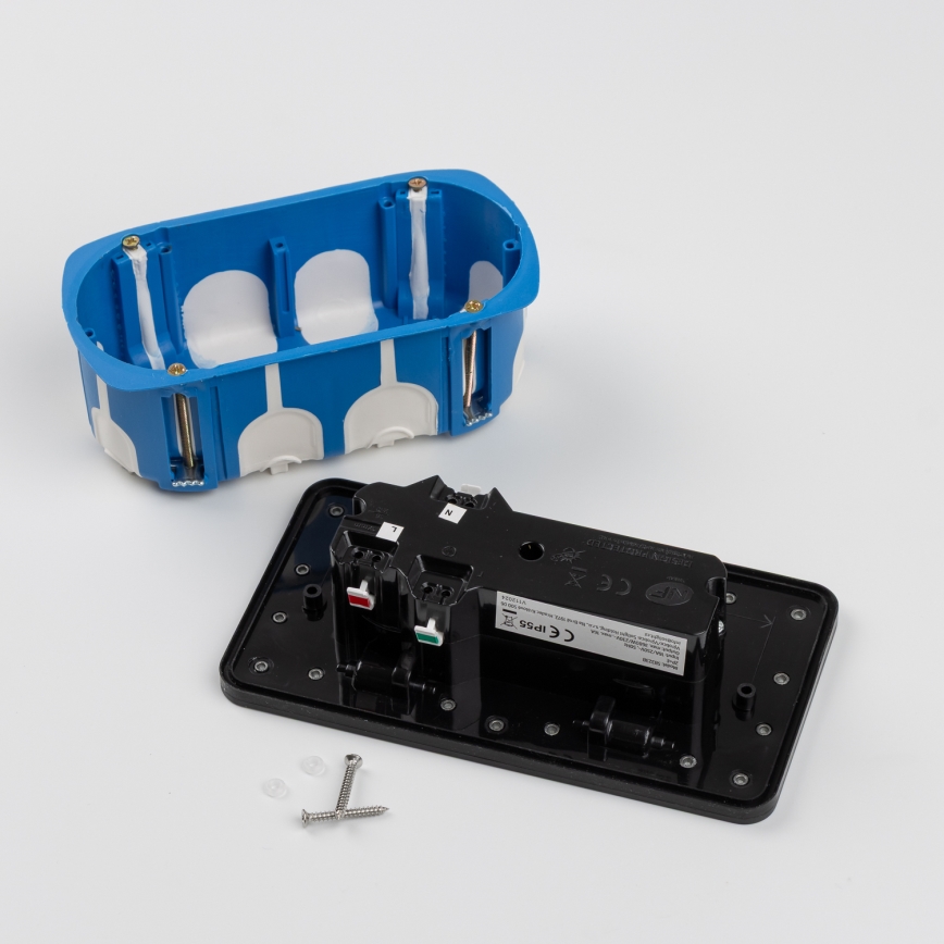 Brilagi - Presa doppia da incasso per pavimento da esterno IP55, nera, rettangolare