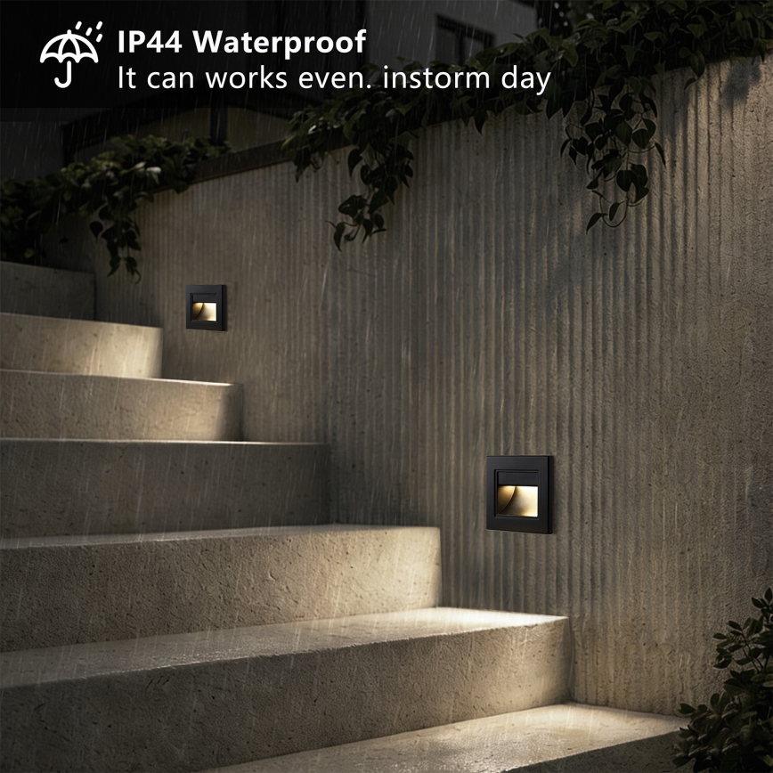 Brilagi - Segnapasso LED STEP LIGHT, 1,5 W, 230 V, IP44, nero