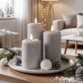 BRILAGI - Set 3x candele LED LED/2xAA grigio
