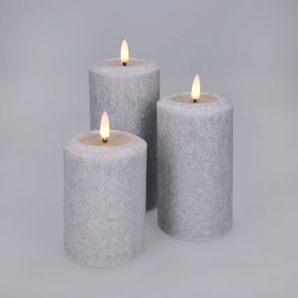 BRILAGI - Set 3x candele LED LED/2xAA grigio