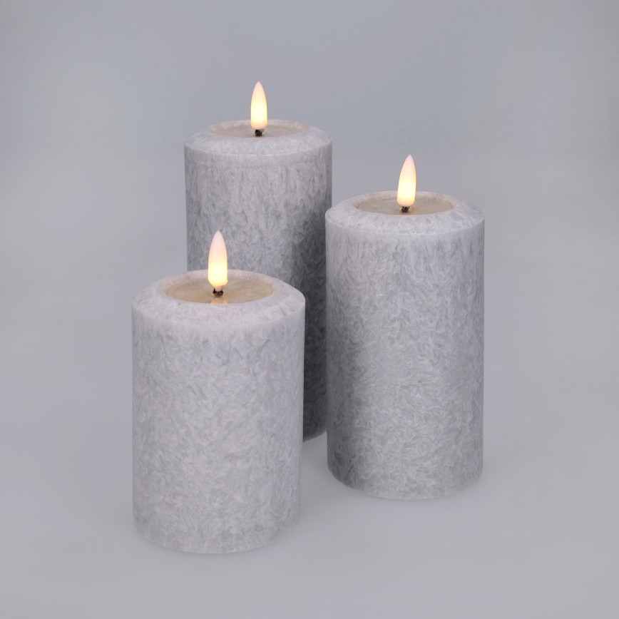 BRILAGI - Set 3x candele LED LED/2xAA grigio