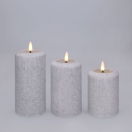 BRILAGI - Set 3x candele LED LED/2xAA grigio