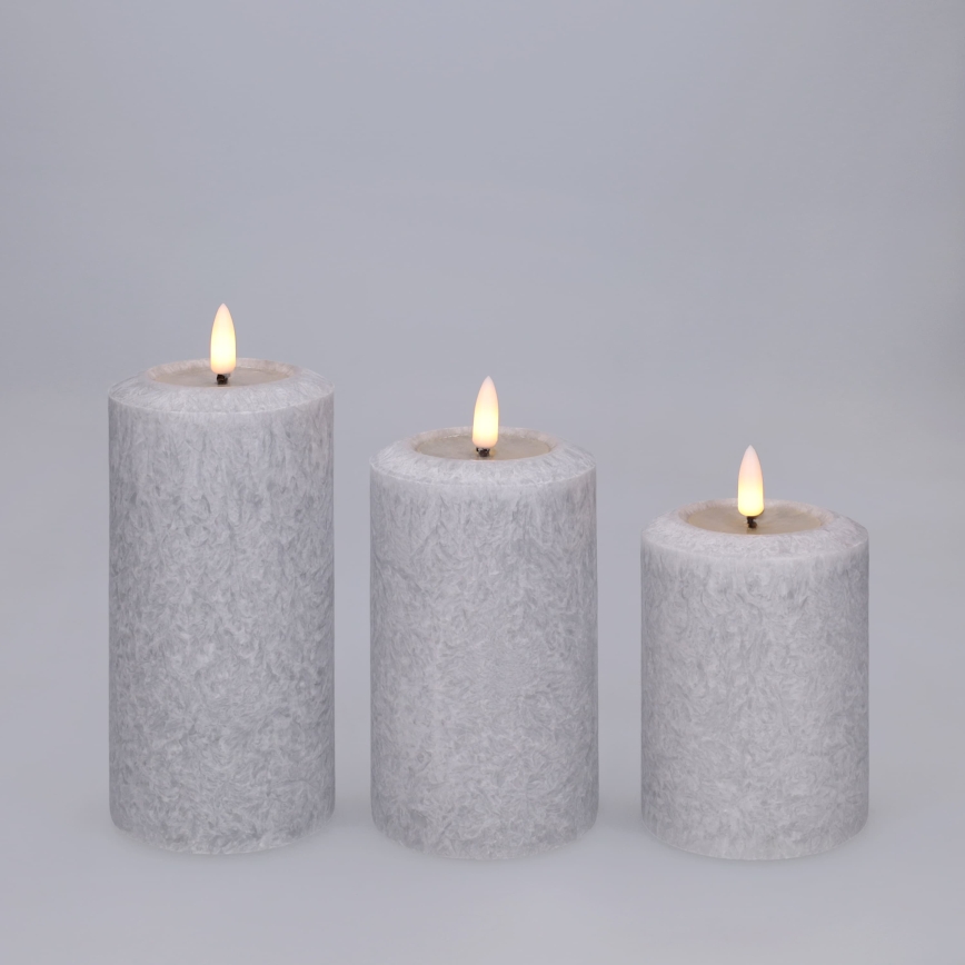 BRILAGI - Set 3x candele LED LED/2xAA grigio