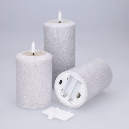 BRILAGI - Set 3x candele LED LED/2xAA grigio
