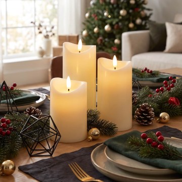 BRILAGI - Set di 3 candele LED, 2x AAA, colore crema