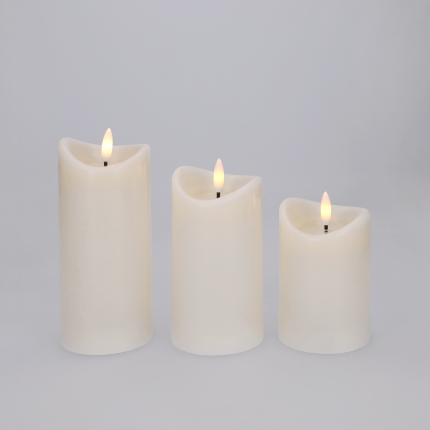 BRILAGI - Set di 3 candele LED, 2x AAA, colore crema