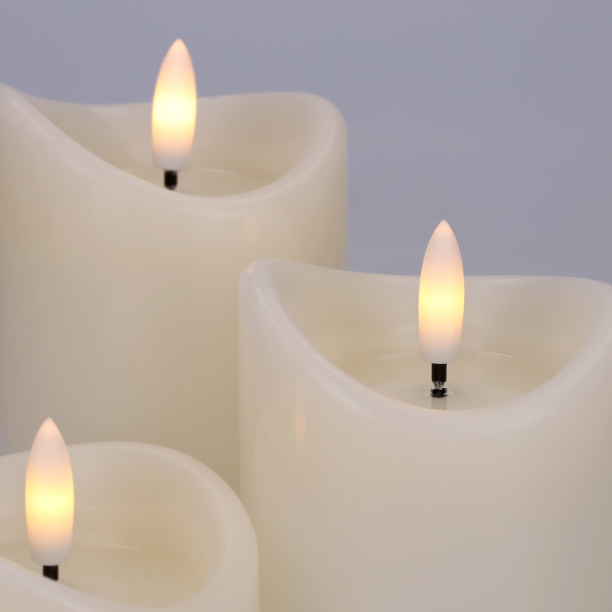 BRILAGI - Set di 3 candele LED, 2x AAA, colore crema