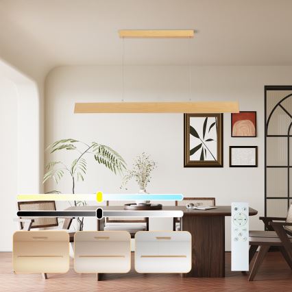 Brilagi - Lampadario dimmerabile a sospensione su cavo SLIMLINE LED/40W/230V 3000-6000K finitura rovere + telecomando