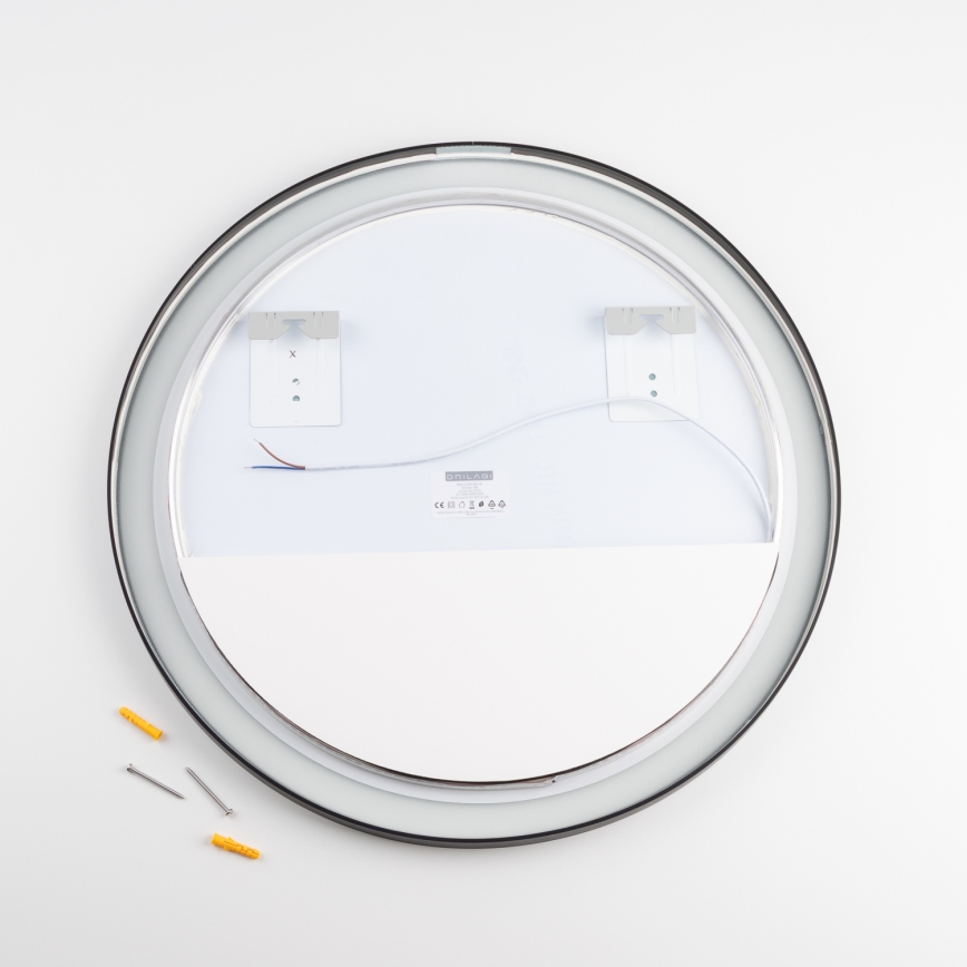 Brilagi - Specchio da bagno LED ASTI LED/19W/230V Ø 60 cm nero IP44 CRI 90 dimmerabile + CCT
