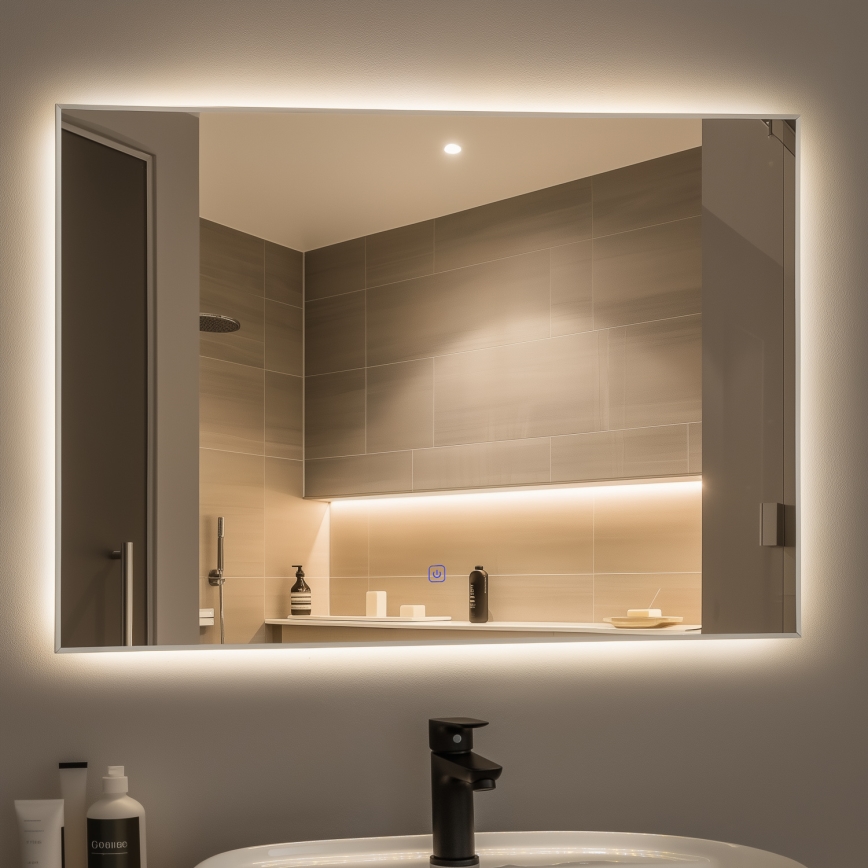 Brilagi - Specchio da bagno LED DESIO LED/28W/230V 60x80 cm argento IP44 CRI 90 dimmerabile + CCT