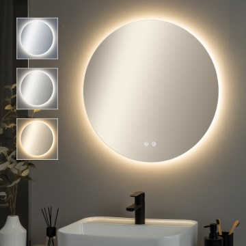 Brilagi - Specchio da bagno riscaldato LED dimmerabile con retroilluminazione DEMI PRO LED/20W/230V Ø 60 cm 3000/4000/6500K IP44 CRI 90