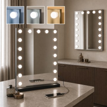 BRILAGI - Specchio da trucco dimmerabile a LED HOLLYWOOD LED/15W/230V CCT + 2x USB 55x77 cm nero
