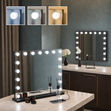 BRILAGI - Specchio da trucco dimmerabile a LED HOLLYWOOD LED/15W/230V CCT + 2x USB 60x50 cm nero