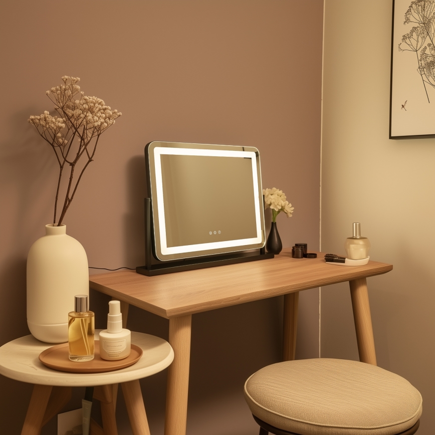 BRILAGI - Specchio per trucco LED dimmerabile CALIFORNIA LED/25W/230V 3000/4000/6500K 55x44 cm nero