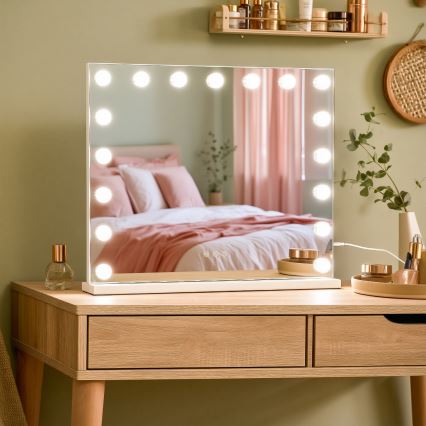 BRILAGI - Specchio per trucco LED dimmerabile HOLLYWOOD LED/15W/230V CCT + 2x USB 60x50 cm bianco