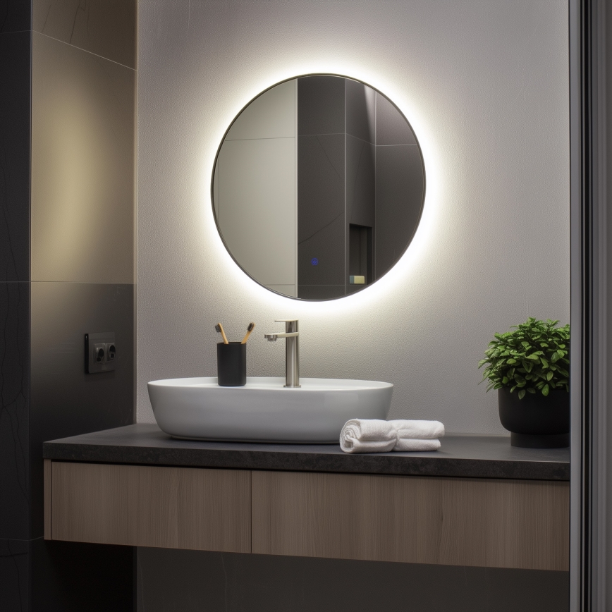 Brilagi - Specchio da bagno LED VENA BLACK LED/19W/230V Ø 60 cm IP44 CRI 90 dimmerabile + CCT