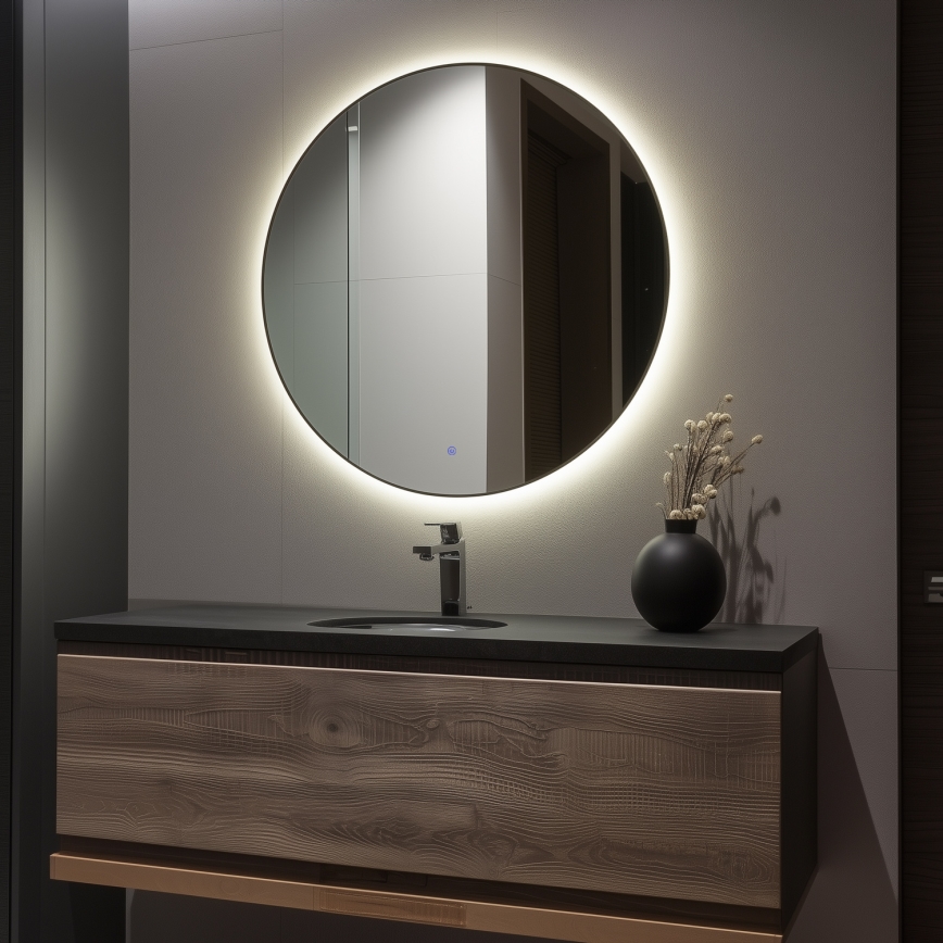 Brilagi - Specchio da bagno LED VENA BLACK LED/32W/230V Ø 100 cm IP44 CRI 90 dimmerabile + CCT