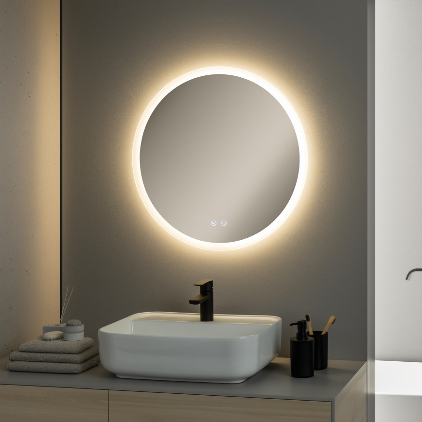 Brilagi - Specchio da bagno riscaldato a LED CLARA PRO LED/19W/230V Ø 60 cm IP44 CRI 90 dimmerabile + CCT