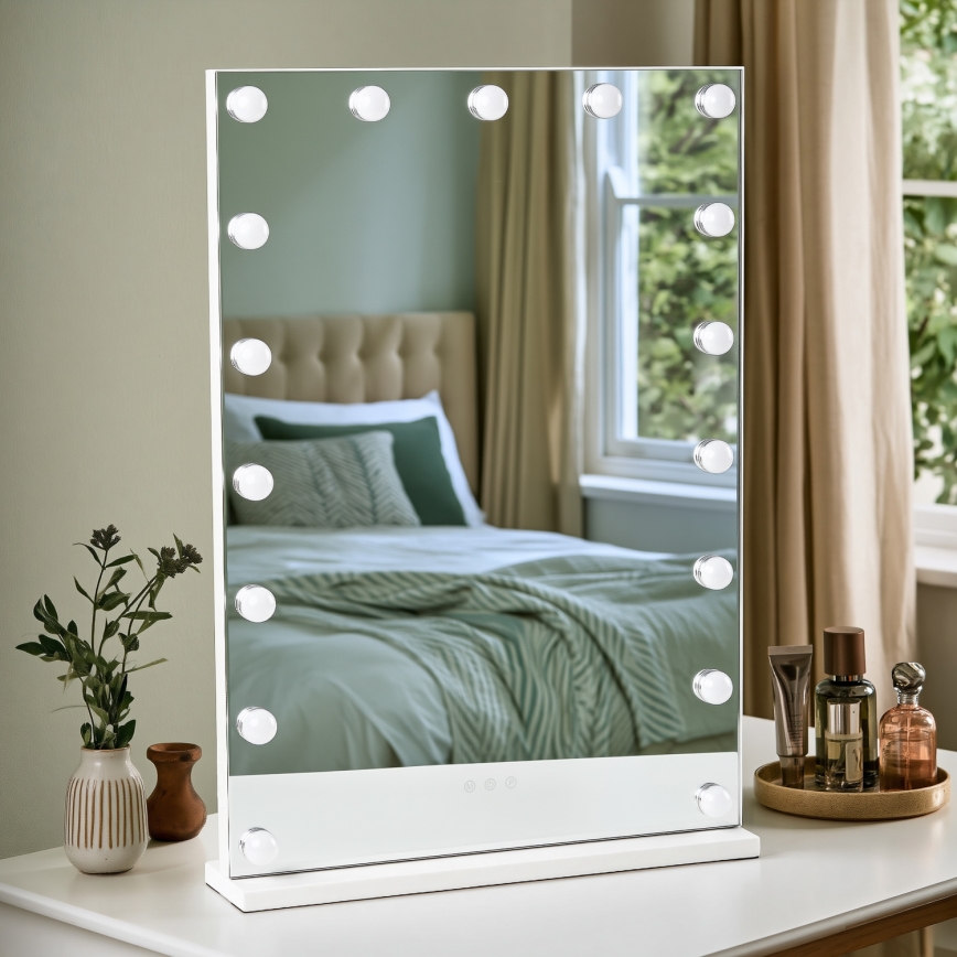 BRILAGI - Specchio da trucco LED dimmerabile HOLLYWOOD LED/15W/230V CCT + 2x USB 55x77 cm bianco