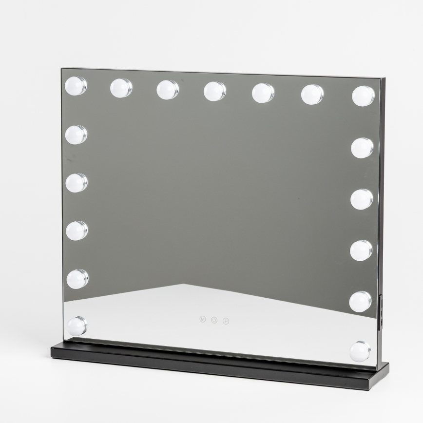BRILAGI - Specchio da trucco dimmerabile a LED HOLLYWOOD LED/15W/230V CCT + 2x USB 60x50 cm nero