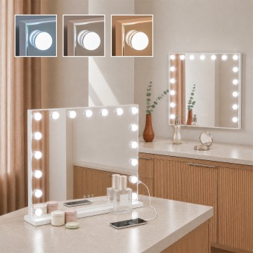 BRILAGI - Specchio per trucco LED dimmerabile HOLLYWOOD LED/15W/230V CCT + 2x USB 60x50 cm bianco