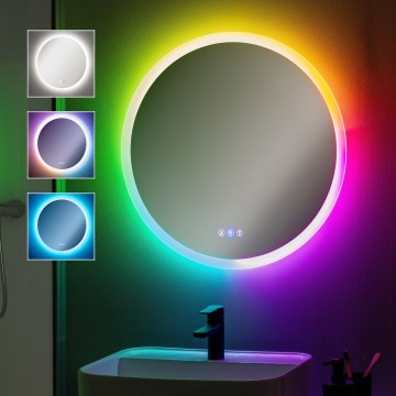 Brilagi - Specchio riscaldato per il bagno LED RGBW CLARA PRO LED/18,5W/230V Ø 60 cm IP44 CRI 90 dimmerabile + CCT