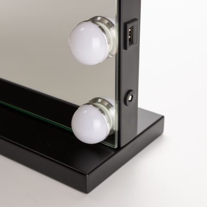 BRILAGI - Specchio trucco dimmerabile HOLLYWOOD LED/15W/230V CCT + USB nero